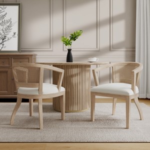 Christopher Knight Home Delwood Traditional Upholstered Rubberwood and Cane Dining Chairs (Set of 2) - 1 of 4
