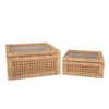 Storied Home Woven Wood and Rattan Display Boxes with Glass Lids, Set of 2 - 4 of 4
