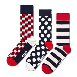 Happy Socks Adult Men and Women Crew Filled Optic Socks in sustainable materials - 3pk in Color Navy - 1 of 4