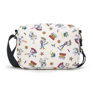 Horizontal Crossbody Wallet - TOY STORY Character Doodles Collage White Multi Color - 1 of 4