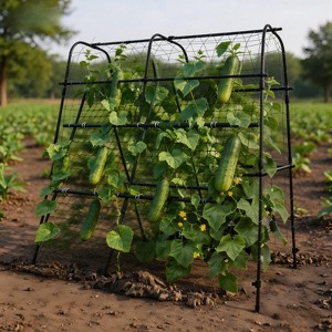 Garden Arch Trellis for Raised Beds, 5.3x5.3 ft Rust-Resistant Plant Support, Black Outdoor Trellis for Cucumbers Melons Grapes & Roses