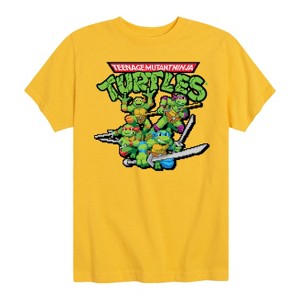 Boys' - Teenage Mutant Ninja Turtles - Gaming Group And Logo Short Sleeve Graphic T-Shirt - 1 of 4