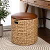 happimess Josie 18" Modern Coastal Hand-Woven Hyacinth Storage Ottoman with Lid - 2 of 4