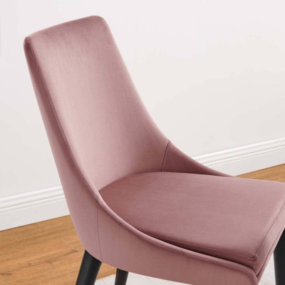 Dusty Rose Velvet & Wood Vintage Modern Dining Chair