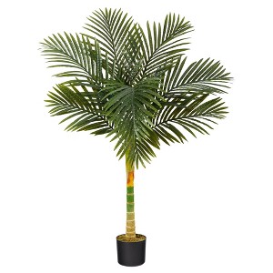 Nearly Natural 4-ft Single Stalk Golden Cane Artificial Palm Tree - 1 of 4