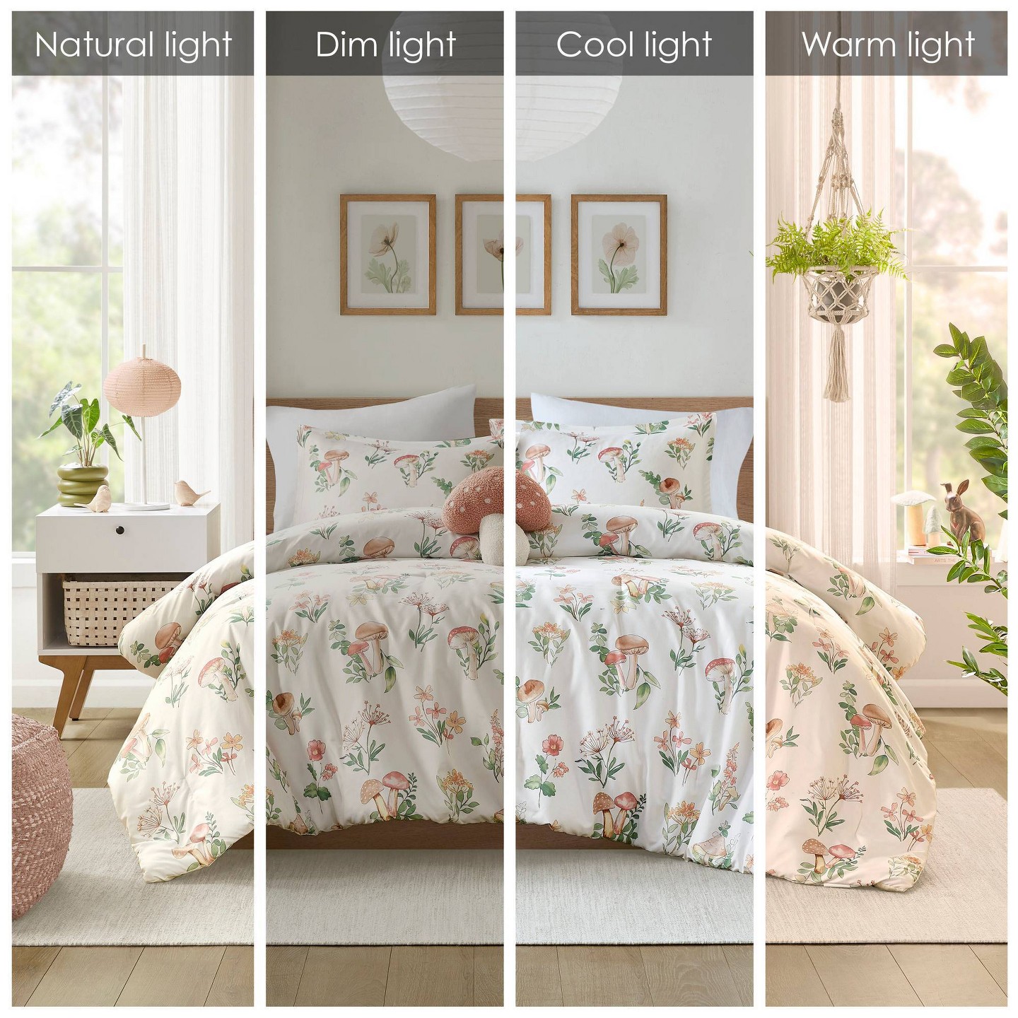 Комплект с одеялом Intelligent Design Full/Queen Mina Mushroom Garden Comforter Set: Hypoallergenic Floral Bedding for Teens & All Ages, цвет: С принтом — фото 7