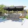 Patio Swing Chair With Adjustable Canopy, 3-Person Outdoor Swing Chair, Convertible Canopy Hanging Swings Glider Lounge Chairs - 2 of 4