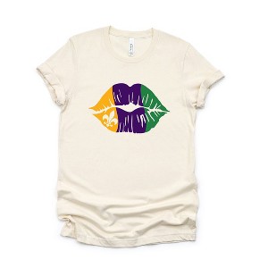 Simply Sage Market Women's Mardi Gras Lips Short Sleeve Graphic Tee - 1 of 4