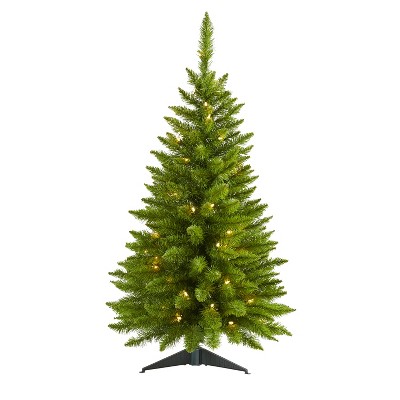 3ft. Pine Artificial Christmas Tree with 50 Warm White Lights and 143 Branches – Compact Holiday X-Mas Accent Tree
