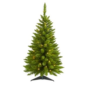 3ft. Pine Artificial Christmas Tree with 50 Warm White Lights and 143 Branches – Compact Holiday X-Mas Accent Tree - 1 of 4
