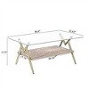 Rectangle Coffee Table, with Tempered Glass top, Metal Legs and MDF Shelf, Modern Table for Living Room - 2 of 4