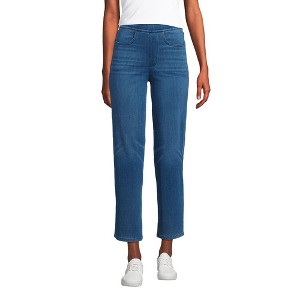 Lands' End Women's Starfish High Rise Knit Denim Straight Crop Jeans - 1 of 4