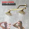 SUMERAIN Double Shower Head with Shut-off  Valve for Two People, 6 Function Sprayer, Brushed Gold - 2 of 4