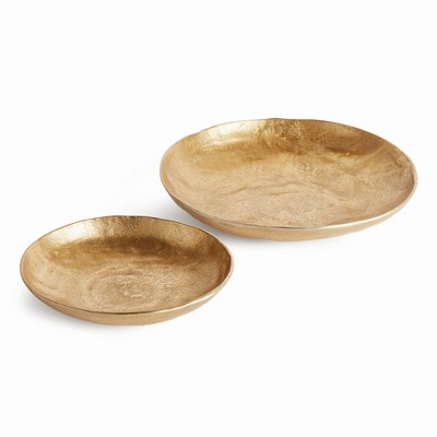 Plum & Post Ashwin Decorative Bowls, Set of 2 - Gold, Handcrafted Design