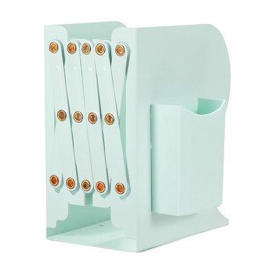 Unique Bargains Adjustable Bookend with Pen Holder Expandable Magazine File Organizer Holder for Office 1 Pcs
