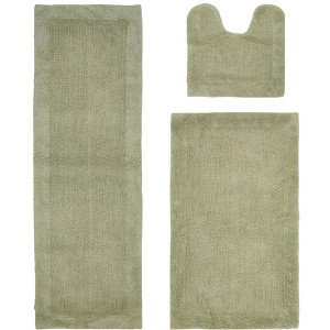 Edge Bath Rug 100% Premium Cotton Ultra-Soft Water Absorbent Tufted Solid Reversible 3 Piece Bathroom Rug Set for Machine Washable Bathmat - 1 of 4