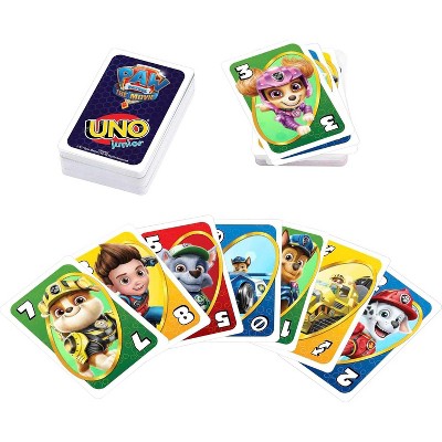 Mattel Games - UNO Junior Paw Patrol: Il Super Film, l'iconico gioco di carte in una versione speciale, con 3 livelli di gioco e da 2 a 4 giocatori, giocattolo per bambini