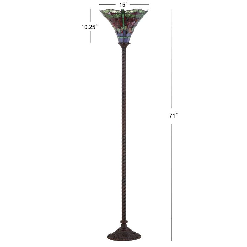71" Dragonfly Tiffany Style Torchiere Floor Lamp (Includes Energy Efficient Light Bulb) - JONATHAN Y, 5 of 6