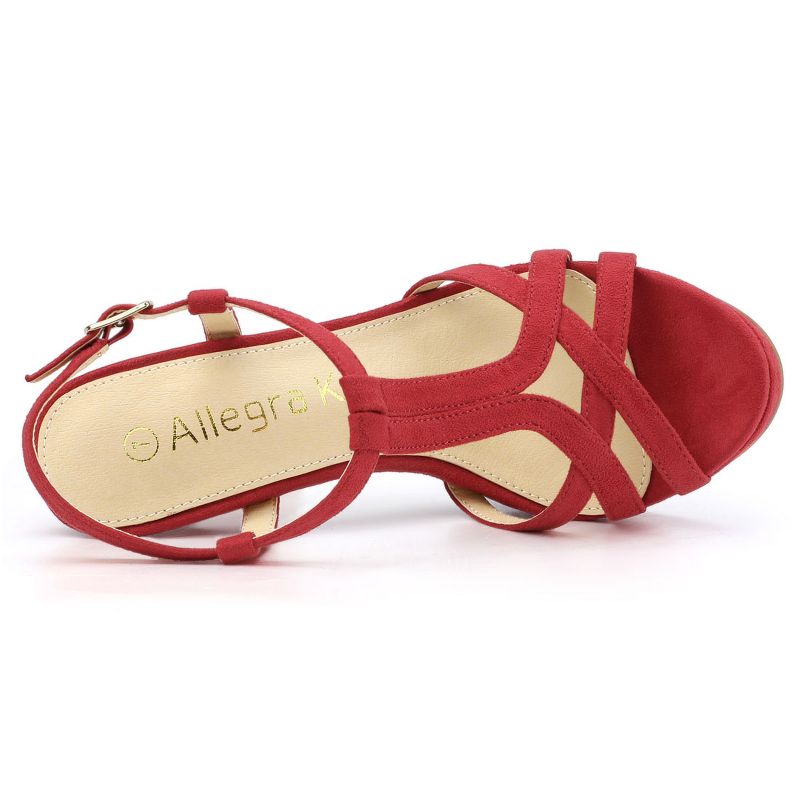 Allegra K Women's T Strap Open Toe Slingback Platform Stiletto Heel Sandals, 5 of 8