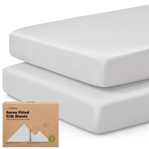 2pk Aereo Fitted Crib Sheets for Boys, Girls, 52x28 Standard Baby Crib Mattress Sheets, Bamboo Viscose Cotton - 1 of 4