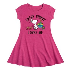 Girls' - Peanuts - Every Bunny Loves Me Fit & Flair Cap Sleeve Dress - 1 of 3