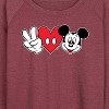 Women's - Disney - Peace Love Mickey Lightweight French Terry Wide Neck Long Sleeve Shirt - 2 of 4
