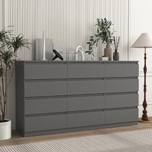 Resenkos Modern Mid Century 6 Drawer Wide Dressers Chests for Bedroom, Chest of Drawer Organizer Grey - 1 of 4