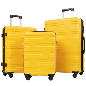 3 Pcs Hardshell Luggage Sets With 360° Spinner Wheels TSA Lock Adjustable Telescopic Handle Lightweight Suitcase For Travel 3 Sizes (20" 24" 28") - 1 of 4