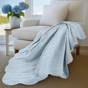 Martha Stripe Taupe Quilted Throw - Levtex Home - 1 of 4