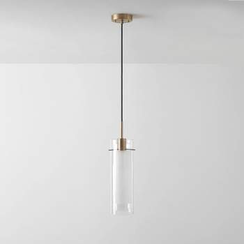 Sydney 1-Light Matte Brass Pendant Lighting with Clear Glass Shade - Globe Electric