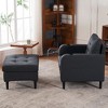 Upholstered Cotton & Linen Armchair sofas with Storage Ottoman and Built-In Cup Holders - 2 of 4