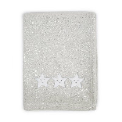 Tadpoles Star Applique Plush Baby Blanket - Silver