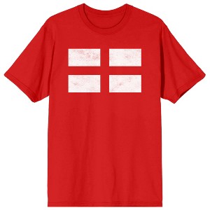 England flag on Red Ground Adult Crew Neck Short Sleeve T-shirt - 1 of 3