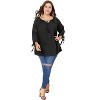 Agnes Orinda Women's Plus Size Tie Tassel V Neck Hollow Bowknot Long Sleeve Casual Blouses - 3 of 4