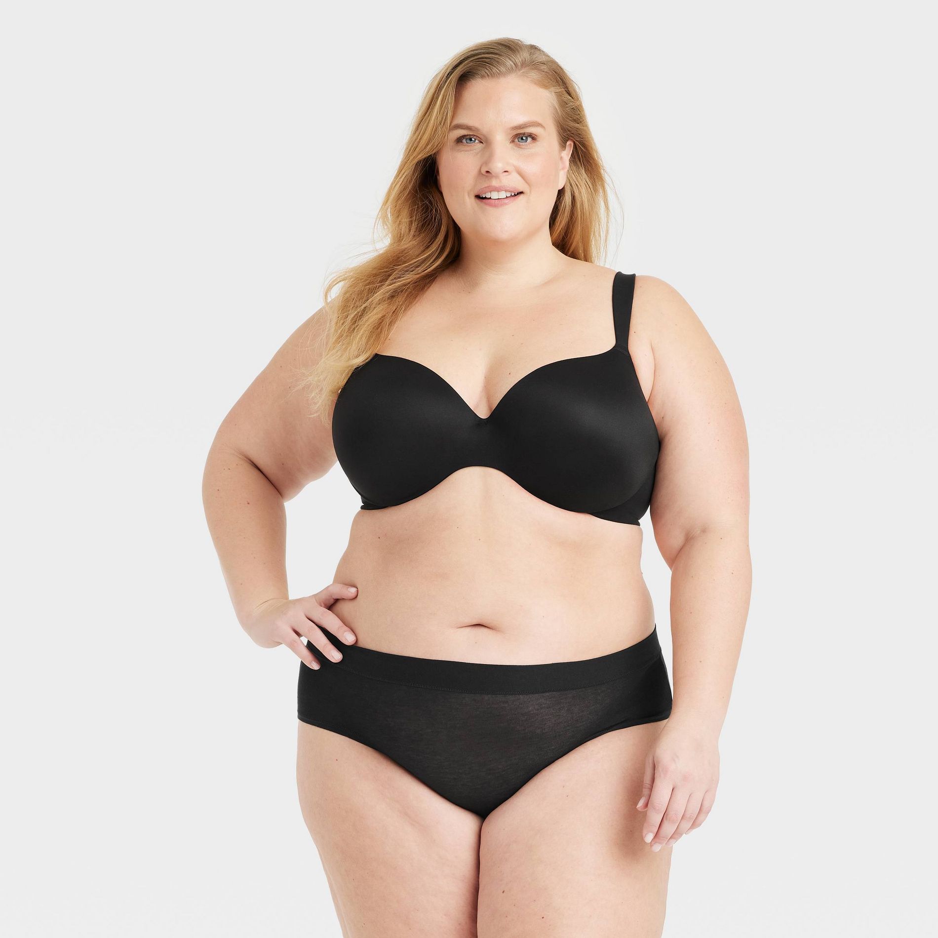 Women's Cotton Stretch Hipster Underwear - Auden™ Black 4X: Mid Rise, Full Waistband Elastic