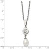 Chisel Titanium Polished with Cubic Zirconia and Freshwater Cultured Pearl 22" Necklace - 4 of 4