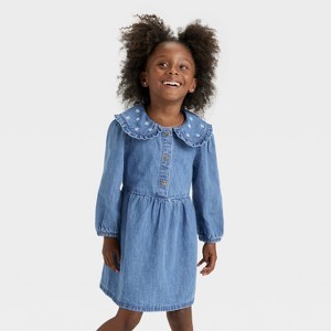 Toddler Girls' Denim Dress - Cat & Jack™ Medium Wash - 1 of 4