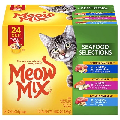 Meow Mix Seafood Selections Wet Cat Food - 2.75oz/24ct Variety Pack