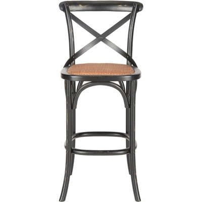 Franklin Black Oak and Rattan X-Back Bar Stool