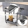 Hdpe Dining Cart, Portable Trolley with 4 Wheels, Double-Shelf Movable Grill Table - 4 of 4