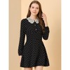 Allegra K Women's A-Line Long Sleeve Front Button Down Lace-Collar Mini Dresses - image 2 of 4