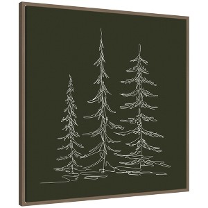 Kate & Laurel All Things Decor 30"x30" Sylvie Framed Canvas Evergreen Trees Green by the Creative Bunch Dark Gold - 1 of 4
