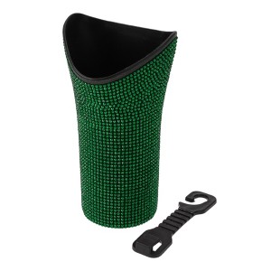 Unique Bargains Auto Car Trash Can Durable Seat Back Trash Bin Green 1 Pc 3.9" Width 7.5" Height Plastic Rhinestone - 1 of 4