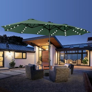 15ft Patio Umbrella with Solar Lights for Deck, Pool, Garden - 1 of 4
