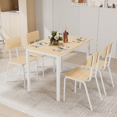 VYNXARIA 5-Piece Dining Table Set with 4 Chairs, 43in Kitchen Table & Chairs Set for 4, Dining Room Table with Metal Frame & MDF Board