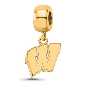 Black Bow Jewelry 14k Yellow Gold Plated Sterling Silver Wisconsin Badgers NCAA Bead Charm - 1 of 4