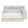 Wooden Full Size Bed Frame With Storage Shelves And 2 Storage Drawers,Multi-functional Bed With A Study Desk -Maison Boucle - 3 of 4