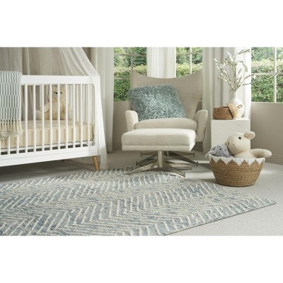 Indigo Ivory Chevron Hand-Tufted Wool 4' x 6' Area Rug