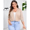 Clearlove Women's Plus Size Cardigan 3/4 Sleeve Lightweight Shrug Open Front Cropped Top - 2 of 4