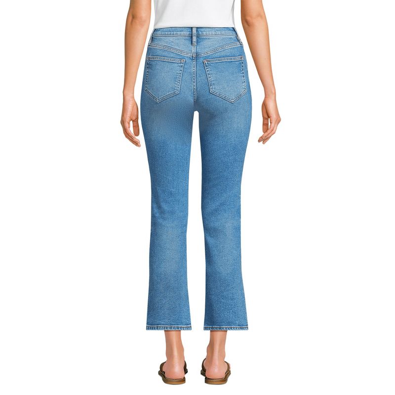 Lands' End Women's High Rise Denim Button Front Kick Flare Crop Jeans, 2 of 5